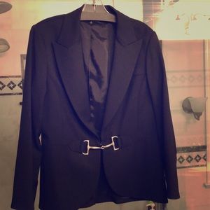 Lafayette 148 New York Black Blazer with Buckle